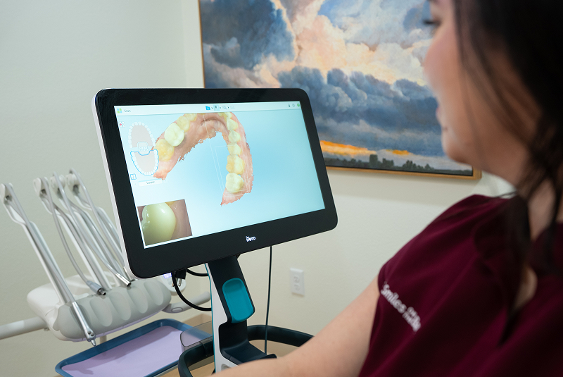 Modern dental imaging workstation with monitor
