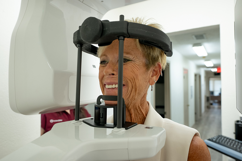 Patient undergoing digital dental imaging procedure
