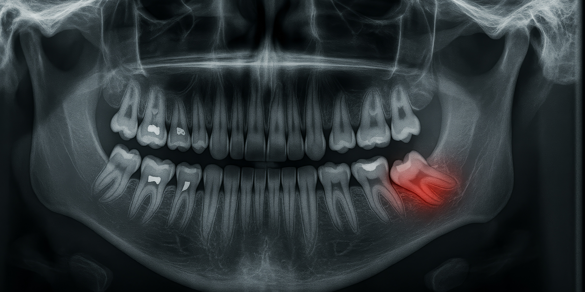 an exam showing an issue with a wisdom tooth