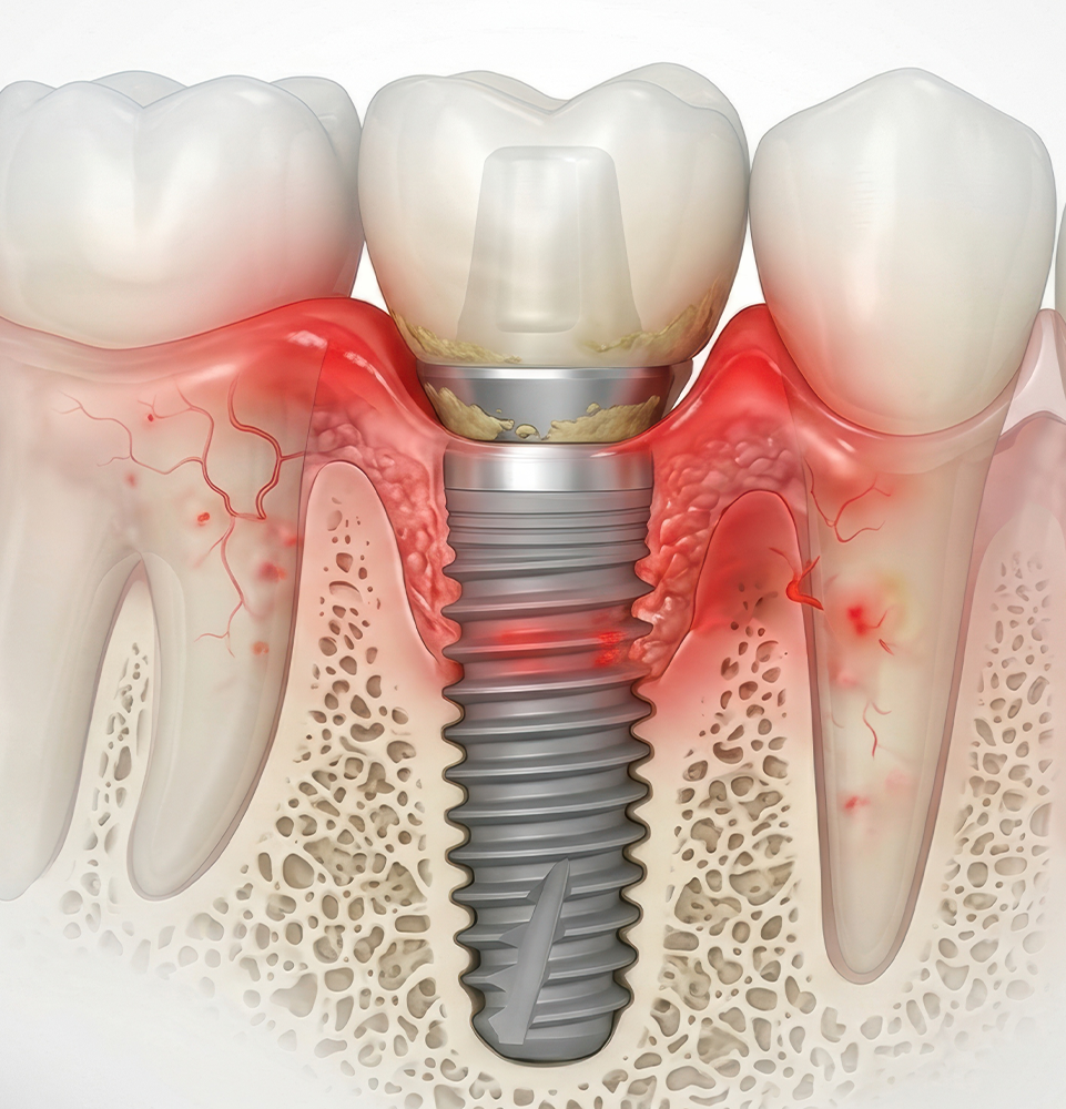 a dental implant with peri-implantitis infection